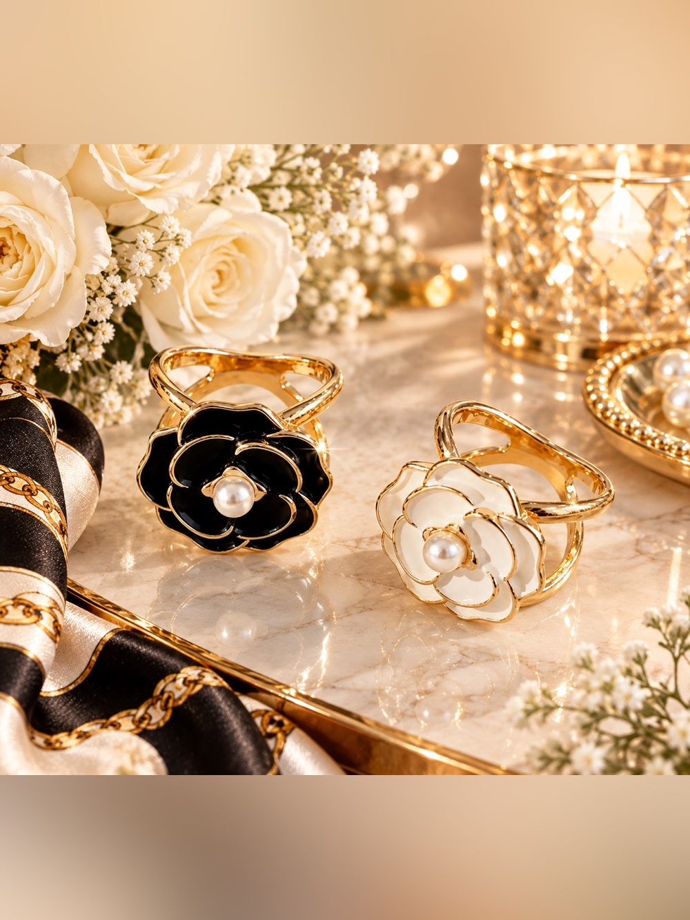 ✨ NEW ✨ Set Of 2 Camilla Flower Scarf Rings ✨
